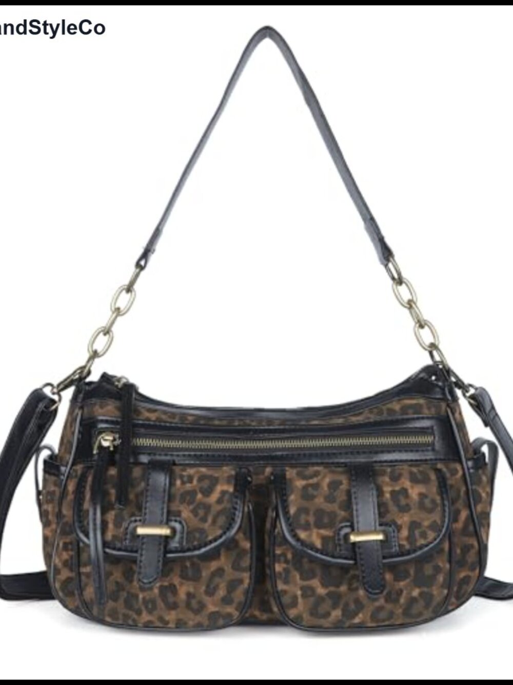 PU Leather Hobo Crossbody Bag Multi Pocket Adjustable Strap